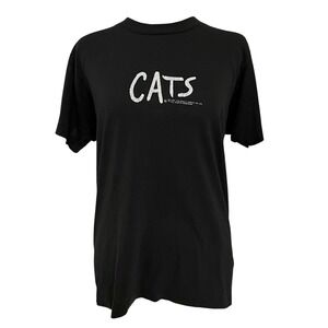 Vintage Womens 80s Single Stitch Cats Broadway Musical T Shirt Tee Size M Black